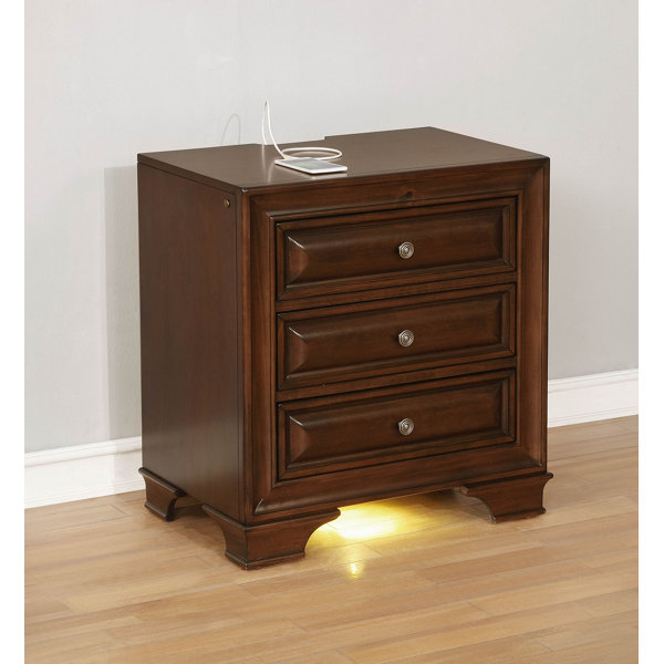 Alcott Hill® Orme 3 Drawer Solid Wood Nightstand in Brown Wayfair